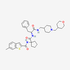 molecular formula C22H22F3N3O3S2 B1674236 N'-[1,1-Bis(Oxidanylidene)thian-4-Yl]-5-Ethyl-4-Oxidanylidene-7-[3-(Trifluoromethyl)phenyl]thieno[3,2-C]pyridine-2-Carboximidamide CAS No. 1714146-59-4