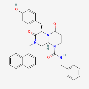 molecular formula C33H32N4O4 B1674260 (6S,9aS)-N-benzyl-6-(4-hydroxybenzyl)-8-(naphthalen-1-ylmethyl)-4,7-dioxooctahydro-1H-pyrazino[1,2-a]pyrimidine-1-carboxamide CAS No. 780757-88-2