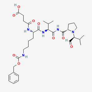 molecular formula C33H49N5O9 B1674264 4-[[(2S)-1-[[(2S)-3-methyl-1-[[(2S)-1-[(2S)-3-methyl-1-oxobutan-2-yl]pyrrolidine-2-carbonyl]amino]-1-oxobutan-2-yl]amino]-1-oxo-6-(phenylmethoxycarbonylamino)hexan-2-yl]amino]-4-oxobutanoic acid CAS No. 95500-67-7