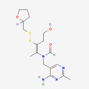 molecular formula C17H26N4O3S2 B1674287 N-[(4-amino-2-methyl-5-pyrimidinyl)methyl]-N-[5-hydroxy-3-(2-oxolanylmethyldisulfanyl)pent-2-en-2-yl]formamide CAS No. 804-30-8
