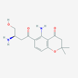 molecular formula C15H20N2O4 B1674293 5-amino-6-[(3R)-3-amino-4-hydroxybutanoyl]-2,2-dimethyl-3H-chromen-4-one CAS No. 802915-53-3