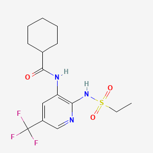 molecular formula C15H20F3N3O3S B1674294 Cyclohexanecarboxamide, N-(2-((ethylsulfonyl)amino)-5-(trifluoromethyl)-3-pyridinyl)- CAS No. 141283-87-6