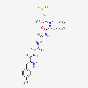 molecular formula C30H43N5O7S B1674297 (1S)-N-Methyl-L-tyrosyl-D-alanylglycyl-N-(1-(hydroxymethyl)-3-(methylsulfinyl)propyl)-Nalpha-methyl-L-phenylalaninamide CAS No. 70021-31-7