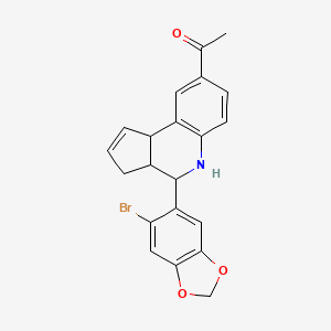molecular formula C21H18BrNO3 B1674299 1-[4-(6-bromo-1,3-benzodioxol-5-yl)-3a,4,5,9b-tetrahydro-3H-cyclopenta[c]quinolin-8-yl]ethanone CAS No. 881639-98-1