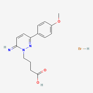 molecular formula C15H18BrN3O3 B1674307 1(6H)-吡啶并二甲酸，6-亚氨基-3-(4-甲氧基苯基)-，一溴化氢盐 CAS No. 104104-50-9