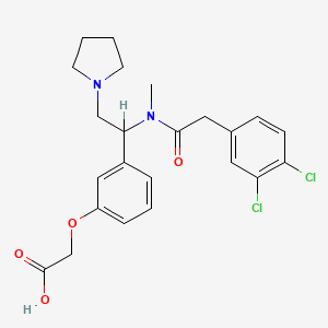 molecular formula C23H26Cl2N2O4 B1674350 2-[3-[1-[[2-(3,4-Dichlorophenyl)acetyl]-methylamino]-2-pyrrolidin-1-ylethyl]phenoxy]acetic acid CAS No. 125190-72-9