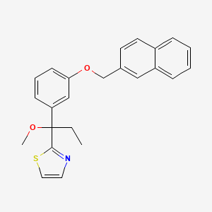 molecular formula C24H23NO2S B1674351 1-(3-(Naphth-2-ylmethoxy)phenyl)-1-(thiazol-2-yl)propyl methyl ether CAS No. 129424-08-4