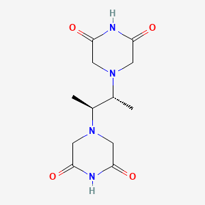 molecular formula C12H18N4O4 B1674361 2,6-Piperazinedione, 4,4'-(1,2-dimethyl-1,2-ethanediyl)bis-, rel- CAS No. 21416-88-6