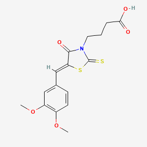 molecular formula C16H17NO5S2 B1674365 4-(5-(3,4-Dimethoxybenzylidene)-4-oxo-2-thioxothiazolidin-3-yl)butanoic acid CAS No. 18623-44-4
