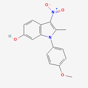 molecular formula C16H14N2O4 B1674368 1-(4-Methoxyphenyl)-2-methyl-3-nitro-1H-indol-6-ol CAS No. 147591-46-6