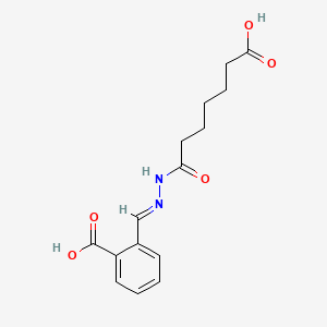 molecular formula C15H18N2O5 B1674371 2-[(E)-(6-carboxyhexanoylhydrazinylidene)methyl]benzoic acid CAS No. 1160927-48-9