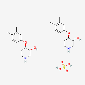 (3R,4S)-4-(3,4-dimethylphenoxy)piperidin-3-ol;sulfuric acid