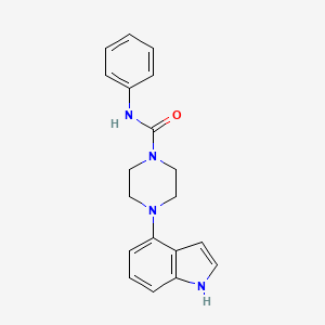 molecular formula C19H20N4O B1674425 4-(1H-indol-4-yl)-N-phenylpiperazine-1-carboxamide CAS No. 882256-55-5
