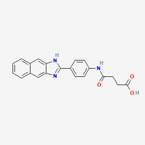 molecular formula C21H17N3O3 B1674427 4-[4-(1H-benzo[f]benzimidazol-2-yl)anilino]-4-oxobutanoic acid CAS No. 351978-83-1