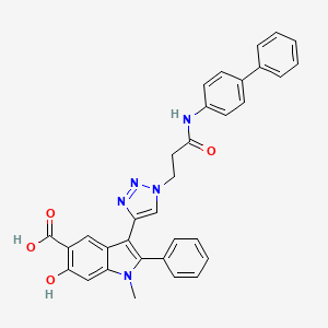 molecular formula C33H27N5O4 B1674430 3-{1-[3-(联苯基氨基)-3-氧代丙基]-1H-1,2,3-三唑-4-基}-6-羟基-1-甲基-2-苯基-1H-吲哚-5-羧酸 CAS No. 1143579-78-5