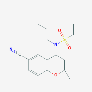 molecular formula C18H26N2O3S B1674435 N-butyl-N-(6-cyano-2,2-dimethylchroman-4-yl)ethanesulfonamide CAS No. 199335-15-4