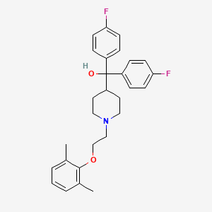 molecular formula C28H31F2NO2 B1674515 (1-(2-(2,6-Dimethylphenoxy)ethyl)piperidin-4-yl)bis(4-fluorophenyl)methanol CAS No. 145067-04-5