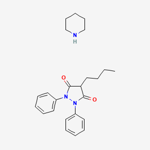 molecular formula C24H31N3O2 B1674517 3,5-Pyrazolidinedione, 4-butyl-1,2-diphenyl-, compd. with piperidine (1:1) CAS No. 34207-03-9