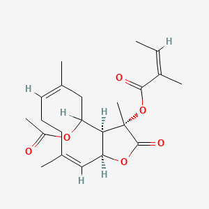 molecular formula C22H30O6 B1674523 [(3S,3aR,6Z,10Z,11aS)-4-acetyloxy-3,6,10-trimethyl-2-oxo-3a,4,5,8,9,11a-hexahydrocyclodeca[b]furan-3-yl] (Z)-2-methylbut-2-enoate CAS No. 26560-24-7