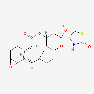 molecular formula C22H31NO6S B1674546 4-[(5E,12Z)-18-hydroxy-4,12-dimethyl-14-oxo-8,15,19-trioxatricyclo[14.3.1.07,9]icosa-5,12-dien-18-yl]-1,3-thiazolidin-2-one CAS No. 122876-48-6