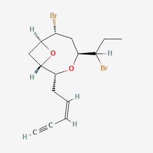 molecular formula C15H20Br2O2 B1674559 (1S,2R,4S,6R,7S)-6-Bromo-4-(1-bromopropyl)-2-[(Z)-pent-2-en-4-ynyl]-3,8-dioxabicyclo[5.1.1]nonane CAS No. 18762-30-6
