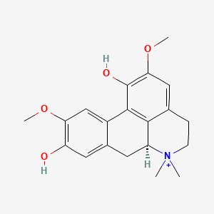 molecular formula C20H24NO4+ B1674562 (6aS)-2,10-dimethoxy-6,6-dimethyl-5,6,6a,7-tetrahydro-4H-dibenzo[de,g]quinolin-6-ium-1,9-diol CAS No. 7224-61-5