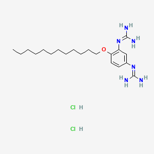 molecular formula C20H37ClN6O B1674565 2-[3-(Diaminomethylideneamino)-4-dodecoxyphenyl]guanidine;hydrochloride CAS No. 135-42-2