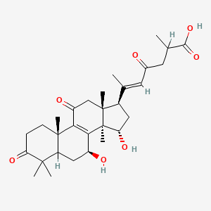 molecular formula C30H42O7 B1674616 (E)-6-[(7S,10S,13R,14R,15S,17R)-7,15-dihydroxy-4,4,10,13,14-pentamethyl-3,11-dioxo-2,5,6,7,12,15,16,17-octahydro-1H-cyclopenta[a]phenanthren-17-yl]-2-methyl-4-oxohept-5-enoic acid CAS No. 100665-40-5