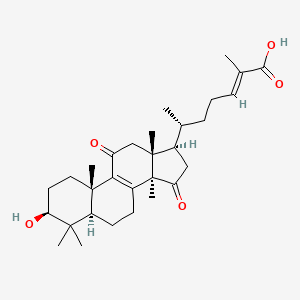 molecular formula C30H44O6 B1674617 (E,6R)-6-[(3S,5R,10S,13R,14R,17R)-3-hydroxy-4,4,10,13,14-pentamethyl-11,15-dioxo-2,3,5,6,7,12,16,17-octahydro-1H-cyclopenta[a]phenanthren-17-yl]-2-methylhept-2-enoic acid CAS No. 217476-76-1
