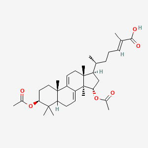 molecular formula C34H50O6 B1674621 (E,6R)-6-[(3S,10S,13R,14R,15S,17R)-3,15-diacetyloxy-4,4,10,13,14-pentamethyl-2,3,5,6,12,15,16,17-octahydro-1H-cyclopenta[a]phenanthren-17-yl]-2-methylhept-2-enoic acid CAS No. 112430-63-4