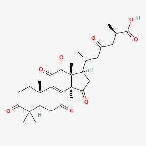 molecular formula C30H38O8 B1674622 (2R,6R)-2-methyl-4-oxo-6-[(10S,13R,14R,17R)-4,4,10,13,14-pentamethyl-3,7,11,12,15-pentaoxo-1,2,5,6,16,17-hexahydrocyclopenta[a]phenanthren-17-yl]heptanoic acid CAS No. 135357-25-4