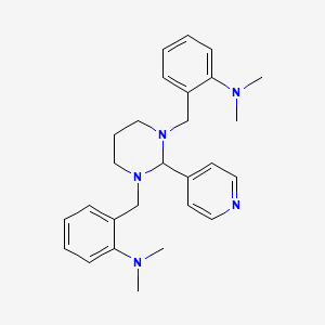 molecular formula C27H35N5 B1674624 2-[[3-[[2-(dimethylamino)phenyl]methyl]-2-pyridin-4-yl-1,3-diazinan-1-yl]methyl]-N,N-dimethylaniline CAS No. 500579-04-4