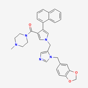 molecular formula C32H31N5O3 B1674645 (1-((1-(benzo[d][1,3]dioxol-5-ylmethyl)-1H-imidazol-5-yl)methyl)-4-(naphthalen-1-yl)-1H-pyrrol-3-yl)(4-methylpiperazin-1-yl)methanone CAS No. 226927-89-5