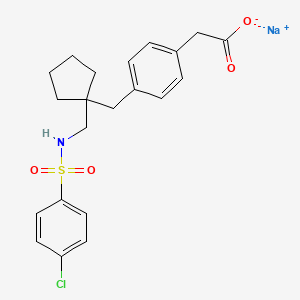 molecular formula C21H23ClNNaO4S B1674657 Sodium 4-((1-((((4-chlorophenyl)sulfonyl)amino)methyl)cyclohexyl)methyl)benzeneacetate CAS No. 141335-11-7