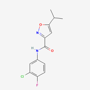 molecular formula C13H12ClFN2O2 B1674676 N-(3-CHLORO-4-FLUOROPHENYL)-5-(PROPAN-2-YL)-1,2-OXAZOLE-3-CARBOXAMIDE 