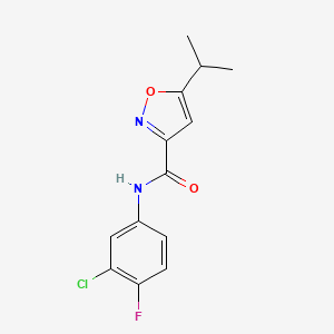 molecular formula C13H12ClFN2O2 B1674676 N-(3-Chloro-4-fluorophenyl)-5-isopropylisoxazole-3-carboxamide CAS No. 912798-81-3