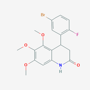 molecular formula C18H17BrFNO4 B1674677 4-(5-bromo-2-fluorophenyl)-5,6,7-trimethoxy-3,4-dihydroquinolin-2(1H)-one CAS No. 838842-80-1
