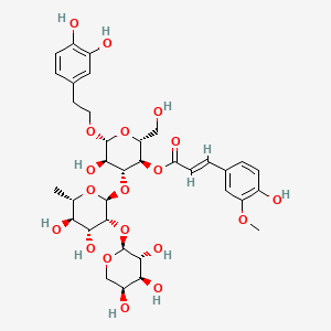 molecular formula C35H46O19 B1674734 [(2R,3R,4R,5R,6R)-4-[(2S,3R,4R,5R,6S)-4,5-dihydroxy-6-methyl-3-[(2S,3R,4S,5S)-3,4,5-trihydroxyoxan-2-yl]oxyoxan-2-yl]oxy-6-[2-(3,4-dihydroxyphenyl)ethoxy]-5-hydroxy-2-(hydroxymethyl)oxan-3-yl] (E)-3-(4-hydroxy-3-methoxyphenyl)prop-2-enoate CAS No. 140147-66-6