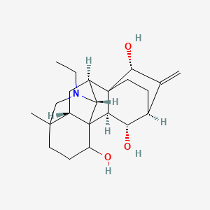 molecular formula C22H33NO3 B1674739 (2S,8R,9S,11R,13S,14S,15R,16S)-7-Ethyl-5-methyl-12-methylidene-7-azahexacyclo[7.6.2.210,13.01,8.05,16.010,15]nonadecane-2,11,14-triol CAS No. 111524-32-4
