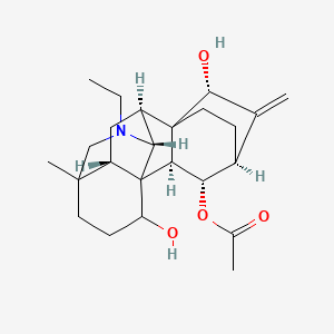 molecular formula C24H35NO4 B1674740 [(2S,8R,9S,11R,13S,14S,15R,16S)-7-ethyl-2,11-dihydroxy-5-methyl-12-methylidene-7-azahexacyclo[7.6.2.210,13.01,8.05,16.010,15]nonadecan-14-yl] acetate CAS No. 111509-08-1