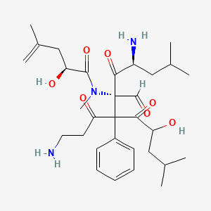 B1674780 (2S)-N-[(4S,6S)-4-amino-7-(3-aminopropanoyl)-6-formyl-9-hydroxy-2,11-dimethyl-5,8-dioxo-7-phenyldodecan-6-yl]-2-hydroxy-N,4-dimethylpent-4-enamide CAS No. 128140-12-5