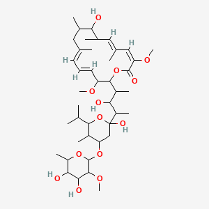molecular formula C42H70O13 B1674781 16-[4-[4-(4,5-dihydroxy-3-methoxy-6-methyloxan-2-yl)oxy-2-hydroxy-5-methyl-6-propan-2-yloxan-2-yl]-3-hydroxypentan-2-yl]-8-hydroxy-3,15-dimethoxy-5,7,9,11-tetramethyl-1-oxacyclohexadeca-3,5,11,13-tetraen-2-one CAS No. 91021-66-8