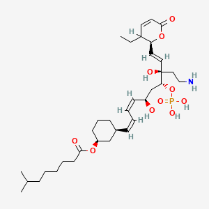 molecular formula C34H56NO10P B1674843 [(1S,3R)-3-[(1Z,3Z,5R,7R,8R,9E)-8-(2-aminoethyl)-10-[(2S)-3-ethyl-6-oxo-2,3-dihydropyran-2-yl]-5,8-dihydroxy-7-phosphonooxydeca-1,3,9-trienyl]cyclohexyl] 7-methyloctanoate CAS No. 145142-83-2
