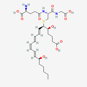 molecular formula C30H47N3O10S B1674852 6-[2-[(4-Amino-4-carboxybutanoyl)amino]-3-(carboxymethylamino)-3-oxopropyl]sulfanyl-5,15-dihydroxyicosa-7,9,11,13-tetraenoic acid CAS No. 85951-62-8
