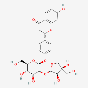 molecular formula C26H30O13 B1674859 2-(4-(3-(3,4-Dihydroxy-4-(hydroxymethyl)oxolan-2-yl)oxy-4,5-dihydroxy-6-(hydroxymethyl)oxan-2-yl)oxyphenyl)-7-hydroxy-2,3-dihydrochromen-4-one CAS No. 74639-14-8