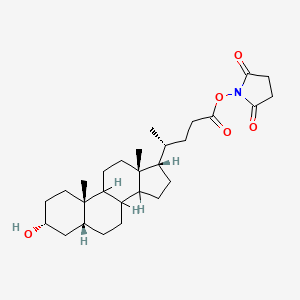 molecular formula C28H43NO5 B1674886 (2,5-dioxopyrrolidin-1-yl) (4R)-4-[(3R,5R,10S,13R,17S)-3-hydroxy-10,13-dimethyl-2,3,4,5,6,7,8,9,11,12,14,15,16,17-tetradecahydro-1H-cyclopenta[a]phenanthren-17-yl]pentanoate CAS No. 104211-94-1