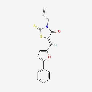 molecular formula C17H13NO2S2 B1674904 4-Thiazolidinone, 5-((5-phenyl-2-furanyl)methylene)-3-(2-propen-1-yl)-2-thioxo-, (5Z)- CAS No. 851305-26-5