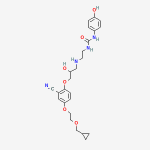 molecular formula C25H32N4O6 B1674909 1-[2-[[3-[2-Cyano-4-[2-(cyclopropylmethoxy)ethoxy]phenoxy]-2-hydroxypropyl]amino]ethyl]-3-(4-hydroxyphenyl)urea CAS No. 83068-69-3