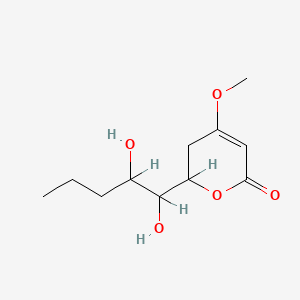 molecular formula C11H18O5 B1674929 6-(1,2-Dihydroxypentyl)-4-methoxy-5,6-dihydropyran-2-one CAS No. 41164-59-4