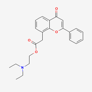 molecular formula C23H25NO4 B1674964 4H-1-Benzopyran-8-acetic acid, 4-oxo-2-phenyl-, 2-(diethylamino)ethyl ester CAS No. 87626-56-0